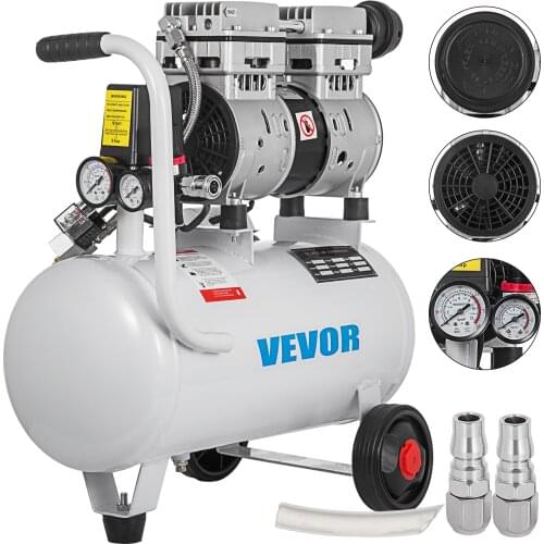 VEVOR Air Compressor 5.5 Gallon Ultra Quiet Oil-free Air Compressor 25L Tank Silent Air Compressor 750W Oil free Compressor