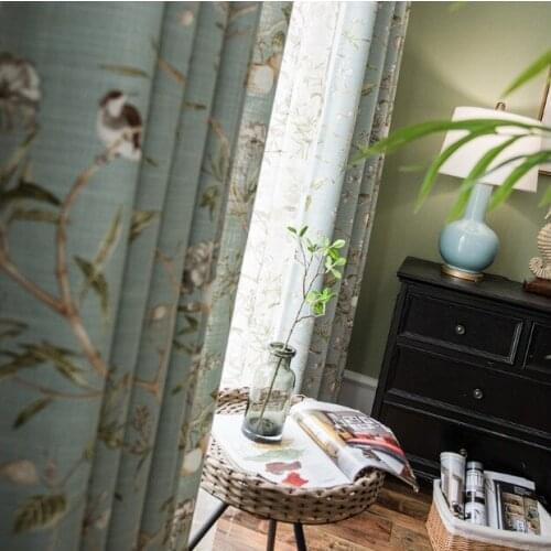 American Countryside Style Curtains for Living Room and Bedroom Floor-to-ceiling Windows Translucidus (Shading Rate 41%-85%)