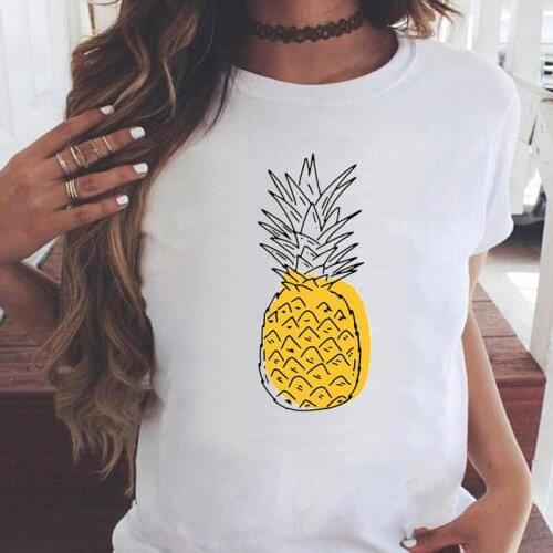 Women T-shirts 90s Pineapple Beach Watercolor Short Sleeve Graphic Fashion Cartoon T Top Shirt Print Female Tee T-Shirt