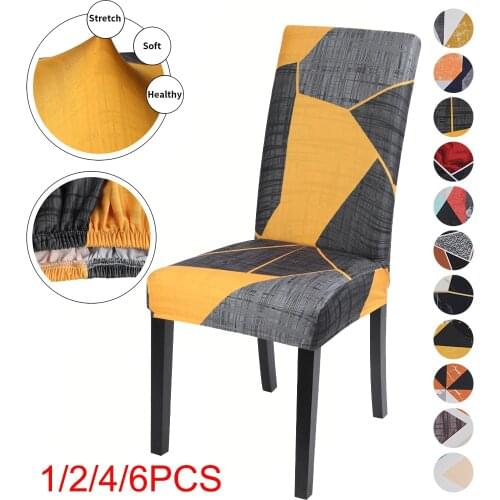 1/2/4/6pcs Geometric Dining Room Elastic Chair Cover Removable Stretch Seat Protector Chair Slipcover For Wedding Banquet Hotel