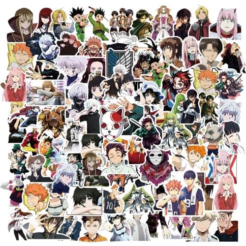 10/30/50/100PCS Mix Anime Jujutsu Kaisen Demon Slayer Cartoon Stickers Decals DIY Bike Skateboard Fridge Laptop Kid Sticker Toys