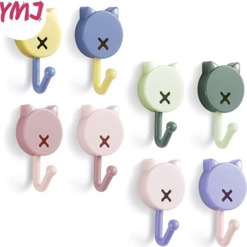 10pcs Cute Cat Style Suction Cup Hooks Seamless Sucker Hanger For Kitchen Bathroom Multifunction Strong Organizer Hanger towel