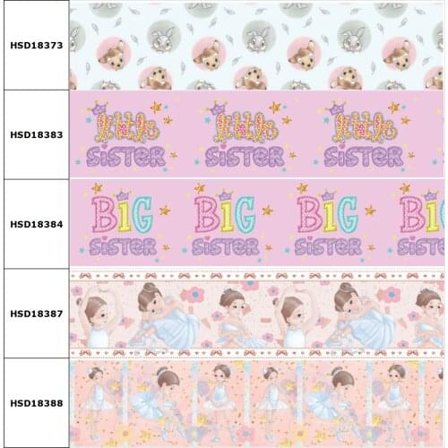 10yard Cartoon Sister Dancer Rabbit Printed Grosgrain Ribbon Accessory Hairbow Headwear Decoration DIY Wholesale OEM 38MM 75MM