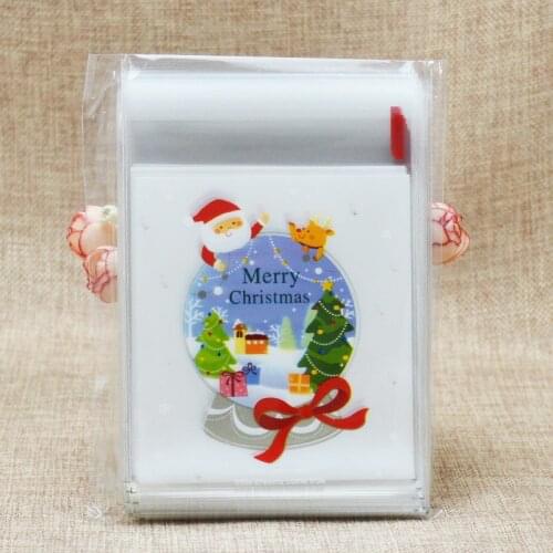 100pcs/lot Cookies Packaging Bags Mini Christmas Crystal Ball Wedding Bake Candy Jewelry Biscuit Plastic Bags Kids Gift Holder
