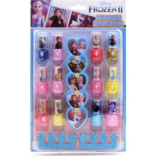 12 Pcs/set Disney Frozen Snow White Princess Sofia Childrens Nail Polish Toy Cartoon Anime Figure Elsa Anna Kids Birthday Gifts