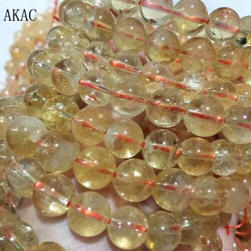 2bracelets Approx9+-0.2mm AKAC natural citrine quartz bracelet beads send randomly wholesale
