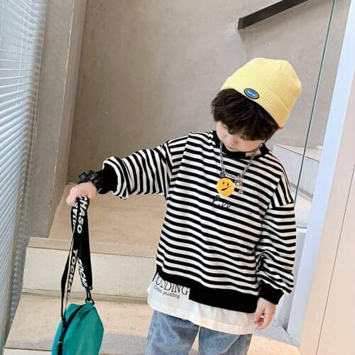 2021 Stripe Spring Autumn Tops Boys Sweatshirts Jacket Coat Kids Overcoat Outwear Teenager Children clothes High Quality