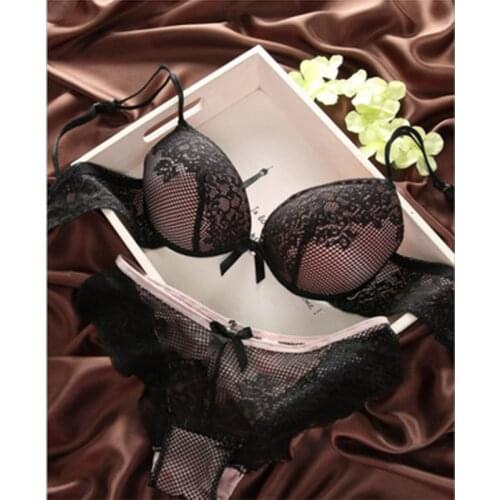 6 colors brassiere set sexy lace bra sets comfortable underwear set solid crop top female lingerie for women underwire push up