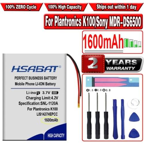 HSABAT 1600mAh PR-423350 Battery for Plantronics K100 LIS1427HEPCC LIS1427NHPCC for Sony MDR-DS6500 MDR-XB950BT