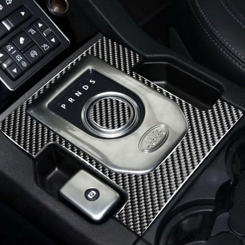 Genuine Carbon Fiber Car Center Gear Shift Box Control Multi-Media Button Sticker Fit For Land Rover Discovery 4 2010-2016