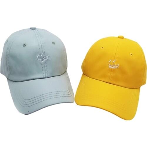 2020 Korean new smiley embroidery macaron baseball cap for men and women outdoor sport casual travel shade hat high quality cap