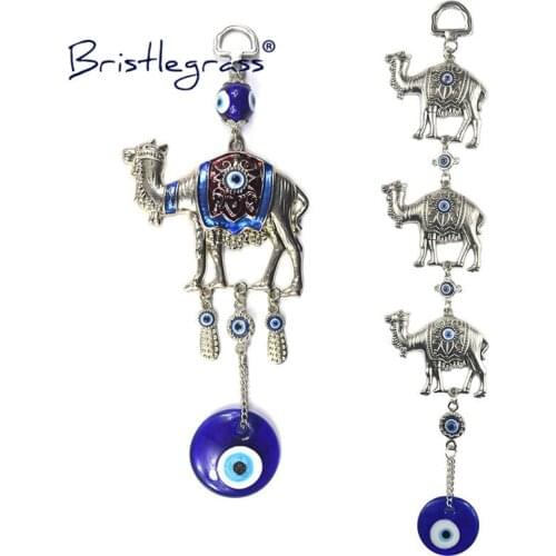 BRISTLEGRASS Turkish Blue Evil Eye Camel Amulets Lucky Charms Wall Hanging Pendants Pendulum Blessing Protection Gift Home Decor