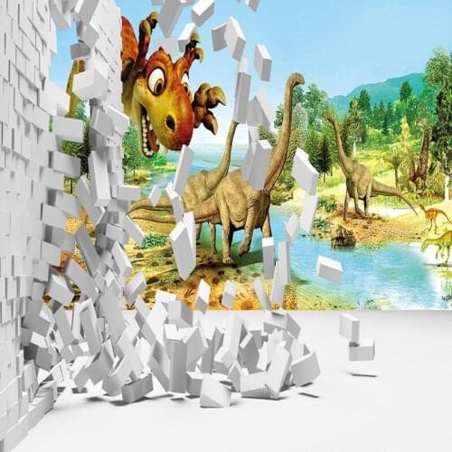 Dropship Fatman Home Improvement Dinosaur Break Cartoon Wallpaper for Kids Room 3d Mural Wallpaper Living Room Papel De Parede