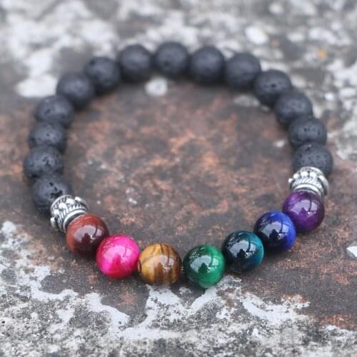 EDOTHALIA Trendy 8mm Tiger Eye Beads Bracelet For Women Girls 7 Chakras Yoga Bracelet Meditation Jewelry Bijoux