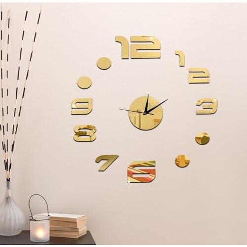 3D fashion simple DIY wall clock acrylic mirror wall clock creative home decoration
