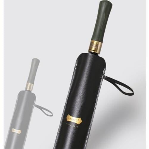 Classic Double Layer Umbrella Men Leather Cover Wooden Handle 120cm Large Long Umbrellas 8K Windproof Rain Umbrella Paraguas