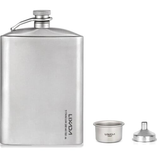 Lixada 180ml/260ml Leakproof Titanium Flask Alcohol Whisky Wine Flask with Cup Set for Outdoor Camping Backpacking Travel Picnic