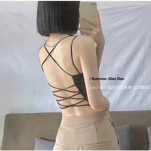 Womens Cotton Underwear Sexy Solid Color Top Fashion Open Back Sling Sports Tank Up Summer Hot Selling Top Female Sexy Lingerie