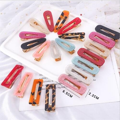 Fashion Geometric Hair Pins and Clips Snap for Women/Girl Headwear Hairpins Barrettes Acetate Hair Accessories Gifts Wholesale