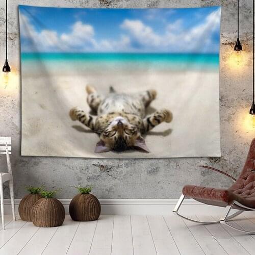 Cat Animals Wall Hanging Tapestry Home Party Decorative Tapestries Photo Background Cloth Table Cloth Wall Tapestry