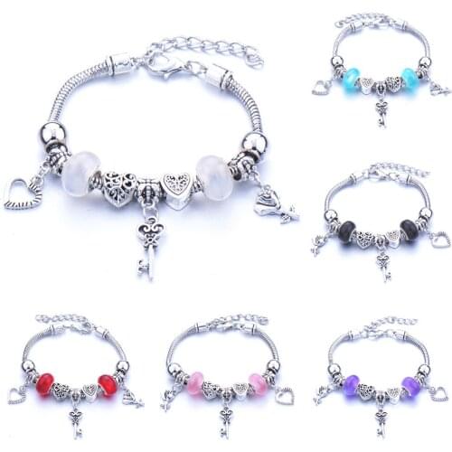 2021 latest diy beaded bracelet crown owl elephant pendant multi-element large beads retro female bracelet Pandora-style