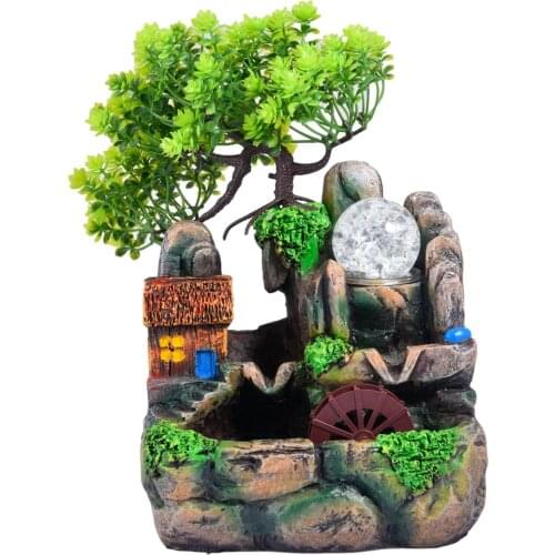 Resin Waterfall Fountain Feng Shui Company Office Desktop Ornaments Landscape Rockery Flowing Desktop Fountain Without Atomizer