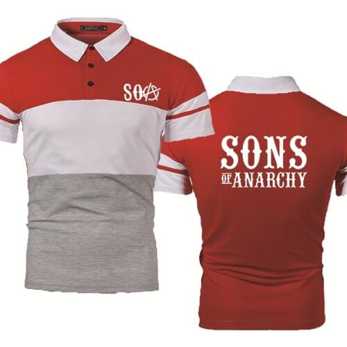 Casual Summer Trend SOA Sons of Anarchy the Child SONS Print Short sleeve Cotton Splicing Mens Short Sleeve