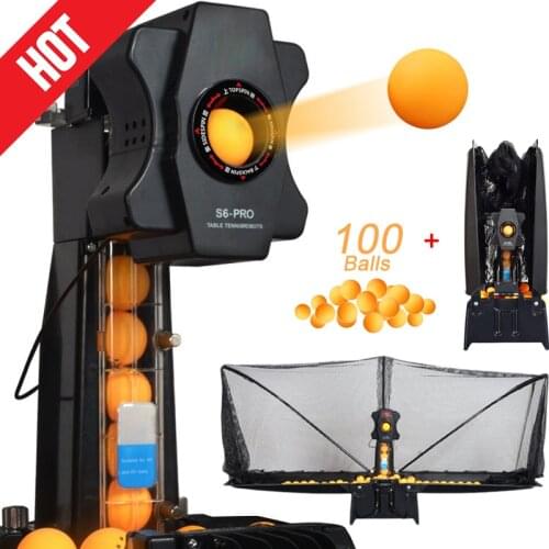 Professional S6-PRO Table Tennis Robots Sender Pitching Serve Machine Trainer Racquet Sports Collecting Net 100 Ping Pong Balls