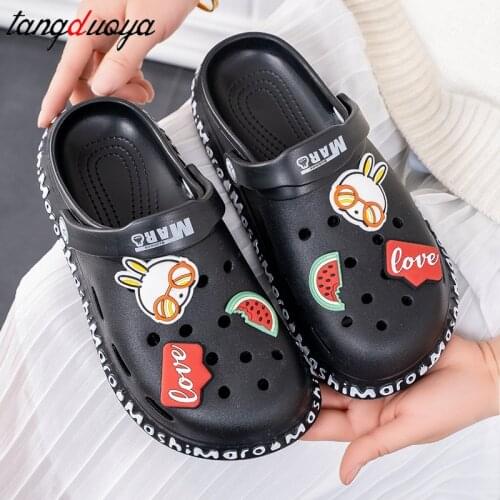Cartoon Cute Garden Sandals Women Summer Slippers Casual yellow Slip on Garden Loafers Women Hole Sandals zuecos de verano mujer