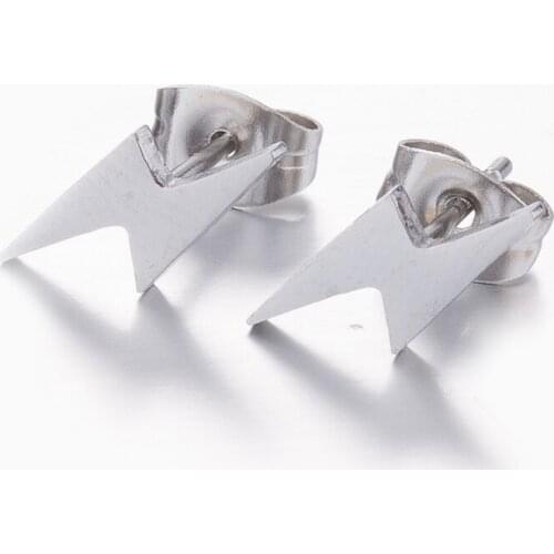 Hot Sale Stainless Steel Lightening Earring Personality Geometry Stud Ear Bijoux Women Wedding Gift Party Everyday Jewelry