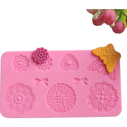 Silicone Lace Gift Cake Decoration Fondant Baking DIY Tool Flower Butterfly Bow-Knot Fondant Gift silicone Lace Cake Gift Mat