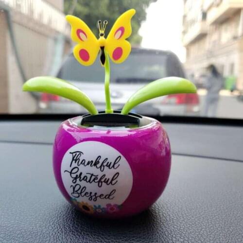 Solar Lovely Shaking Head Dancing Apple Blossom Desk Home Office Interior Dashboard Decor Bobblehead Doll Dancing Toys