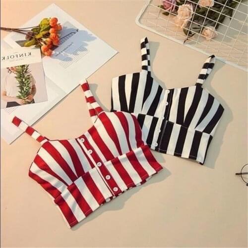 Crop Top Women Camis Halter Top Women Camisole 2019 Summer Sexy Sleeveless Slim Low Chest Button Roupas Femininas