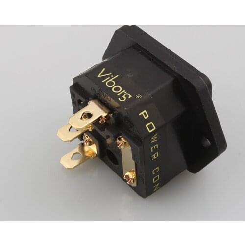 New FI-03G 24K Gold Plated IEC AC Inlet IEC input socket with Solder
