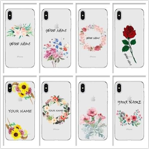 High quality transparent TPU soft phone case for iphone 11 pro XS max 7 6s 6 8 plus XR X cover se 10 5s 5 Flower wreath design