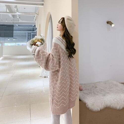 Sweater coat female loose lazy wind long section 2019 autumn new sweater winter sweater women winter clothes women