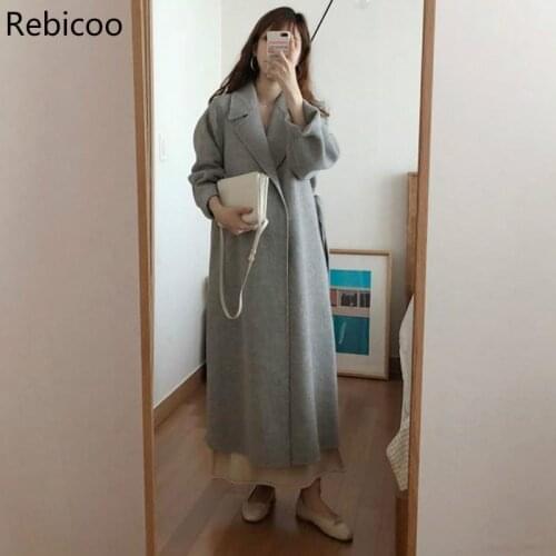 Women Korean Winter Long Overcoat Outwear Coat Loose Plus Size Cardigans Long Sleeve Manteau Femme Hiver Elegant