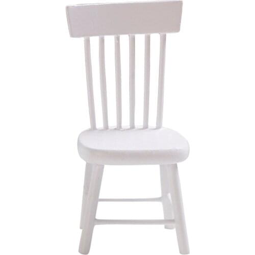 1:12 Unpainted Wooden Miniature Dollhouse Dining Chair Furniture