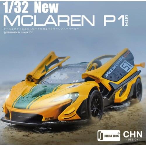1/32 Die Cast McLaren 600LT P1 Sports Car Model Toy Alloy Vehicle With Sound Light Pull Back Supercar Baby Toys Gifts