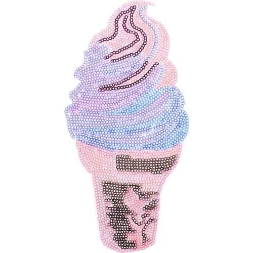 1pc Color ice cream sequins patch embroidered applique decoration