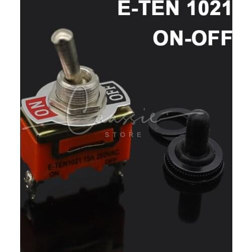 1Pc Orange E-TEN 1021 Heavy Duty SPST 2 Terminal ON/OFF Toggle Switch Waterproof Cap