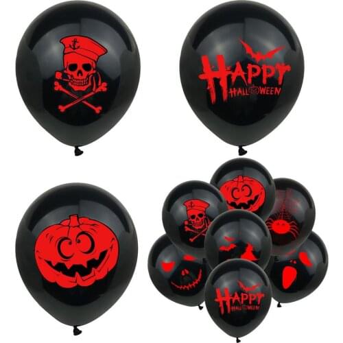 10pcs Halloween Black Latex Balloon Pumpkin Skeleton Halloween Party Decoration Helium Balloons Kids Toys Bar Party Decor