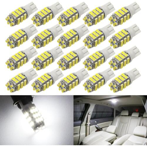 20Pcs T10 LED 42 Smd Led Car Light Bulbs W5W 194 168 Led Wedge Side Turn Signal Light White Color DC12V