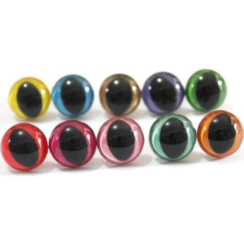 200pcs/lot---cute 12mm colorful toy cat eyes plastic safety cat eyes with washer for diy doll accessories---color option