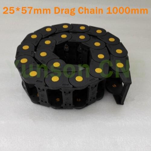 25*57mm Bending Radius 55mm R55 Open Type Cable Chain Reinforced Engineering Nylon Drag Chain L1000mm with end connector