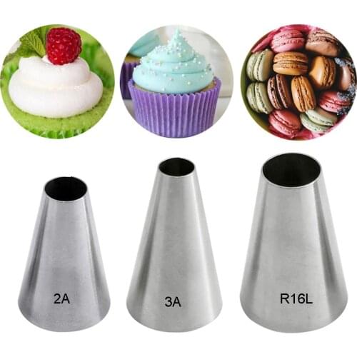 3Pcs Large Size Round Metal Cake Cream Decoration Tip Stainless Pastry Piping Icing Nozzle Fondant Baking Tool #2A #3A #R16L