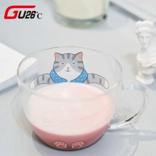 350ml Novelty Glass Mug High Quality Creative Lovely Cat Dog Glass Mug Tea Milk Coffee Cup With Handle Travel