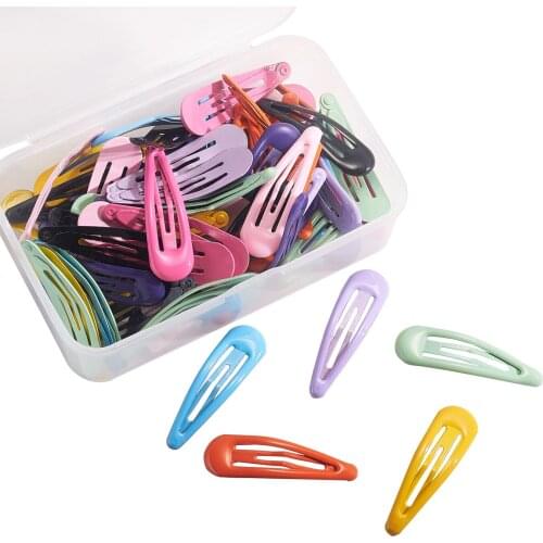 90Pcs/box 5cm Spray Painted Iron Snap Hair Clips Mixed Color Metal Hairpins Barrettes for Children Women Girl Hair Accessories