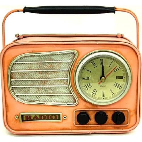Antique Decor Metal Vintage Radio Clock Creative Piggy Bank Trinket Miniature Gift Nostalgic Handmade Hand Painted Good Quality