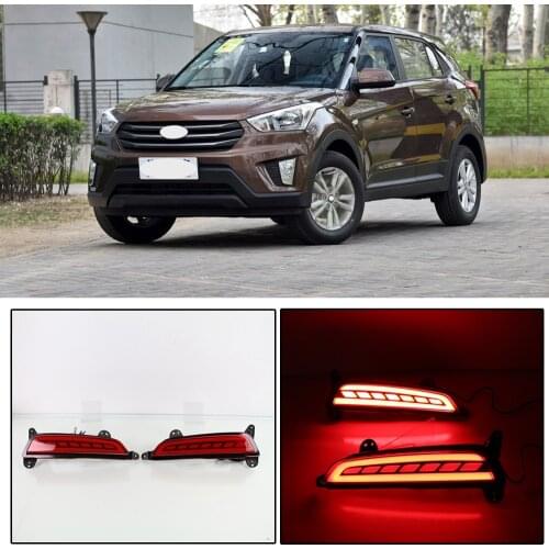 CAPQX 1 Pair For Hyundai Creta IX25 15-16 LED Tail Light Rear Bumper Light Reflector Brake Parking Warning Lamp Stop Fog light